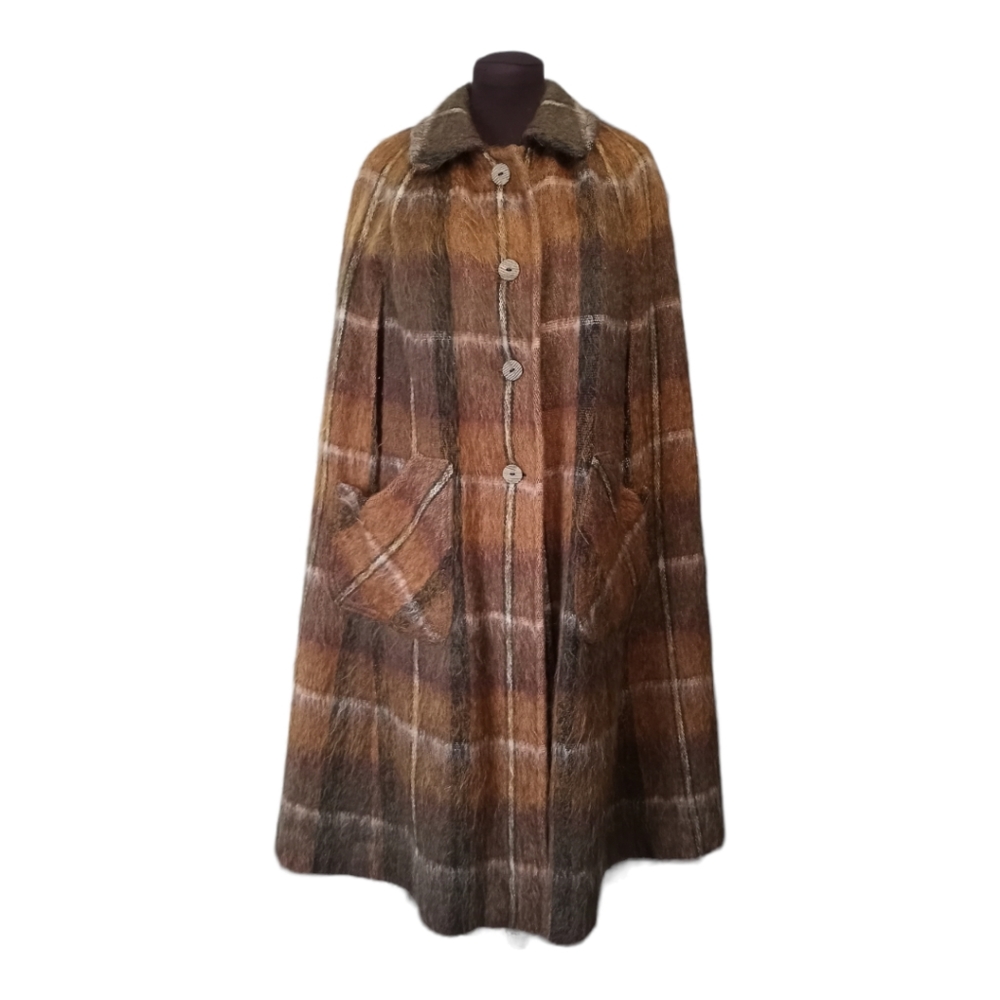 Vintage 70's Mohair Cape Coat Andrew Stewart The Scotch House GORGEOUS